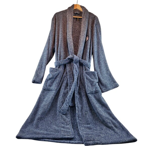 U.S. Polo Assn. Men’s Fleece Robe L/XL Blue Shawl Collar Belt Soft Cozy Spa - Picture 13 of 13